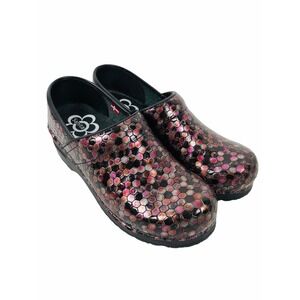Sanita Womens 39 US 8.5 Clogs Shoes Multicolor Hexagon Pattern Made Poland EUC